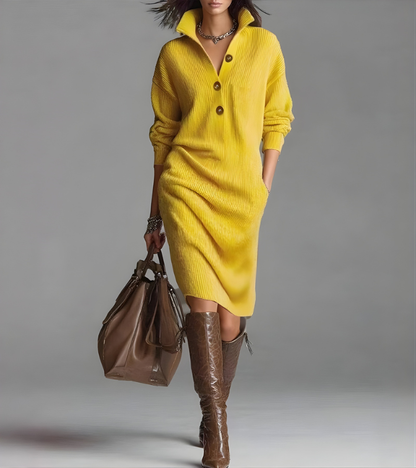 Marisande | Women's High Collar Button Knit Dress
