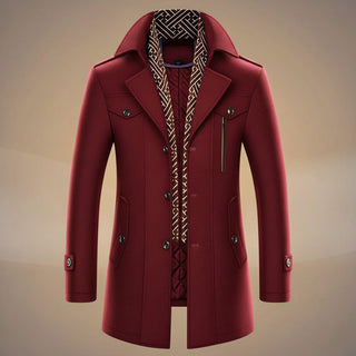 Tailored wool-blend coat with detachable scarf for men | Kensworth -4