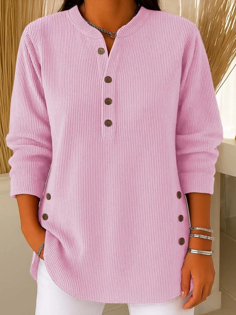Classic button henley tunic top for women | Eden -2