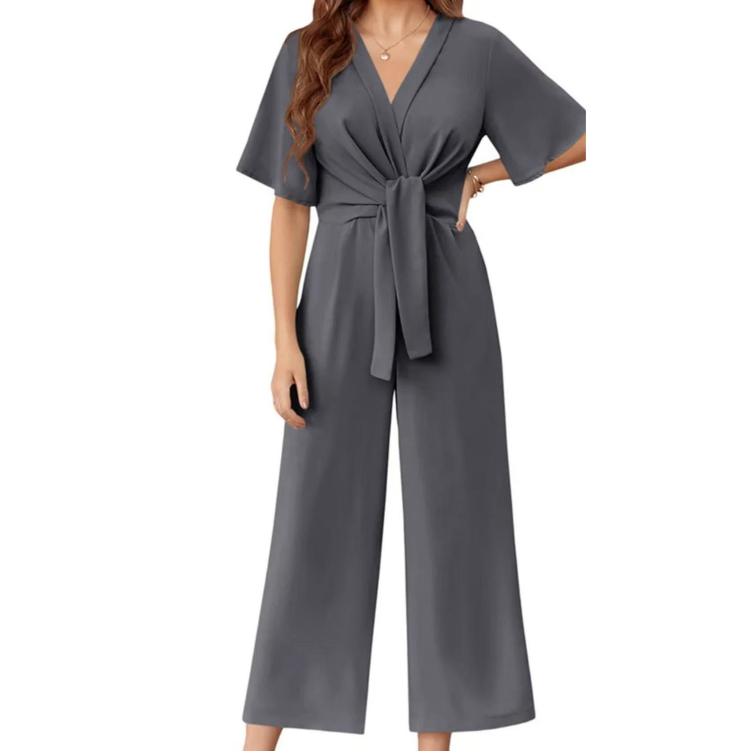 Elegant summer tie-knot everyday jumpsuit for women | Gabriella -4