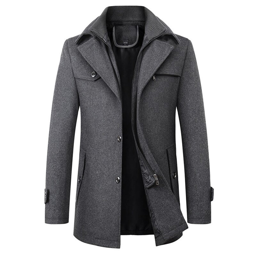 Slim-fit stand-collar long winter overcoat for men | Soprabito -3