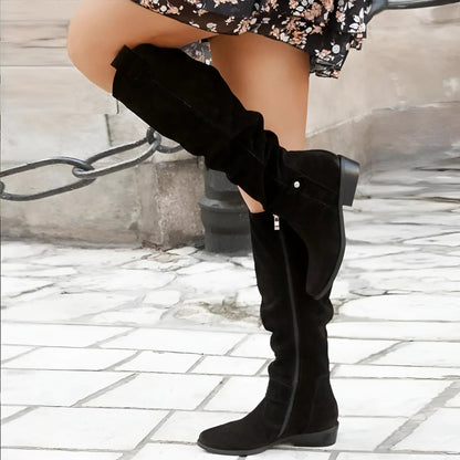 Madeleine | Women's Suede Knee High Block Heel Boot
