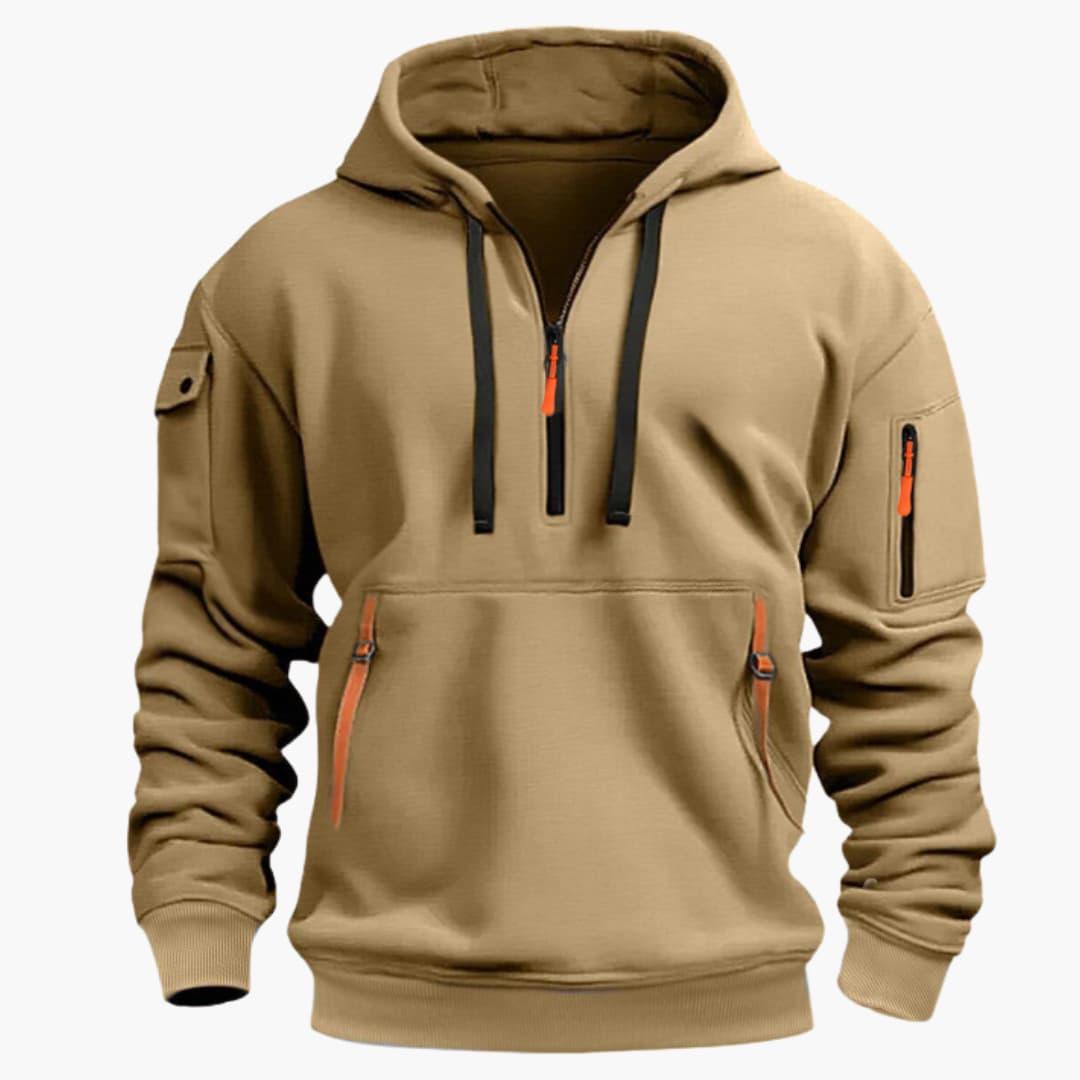 Half-zip hooded pullover with zip pockets for men | Norven -4