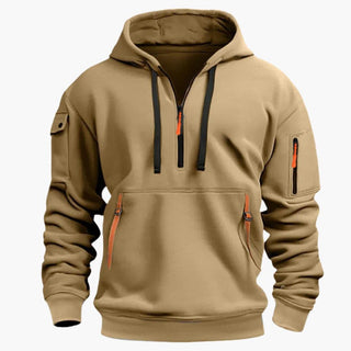 Half-zip hooded pullover with zip pockets for men | Norven -4