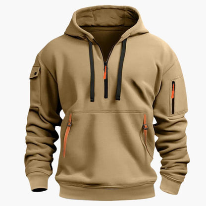 Half-zip hooded pullover with zip pockets for men | Norven -4