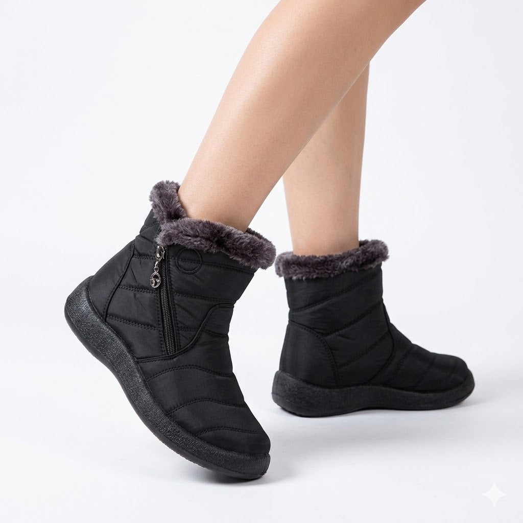 Elowen | Women's Faux Fur Lined Snow Boots with Side Zip