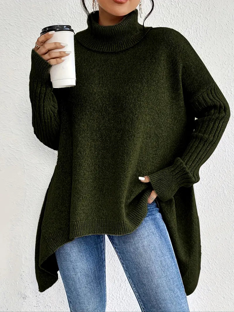 Oversized cosy turtleneck knit jumper for women | Elowen -9