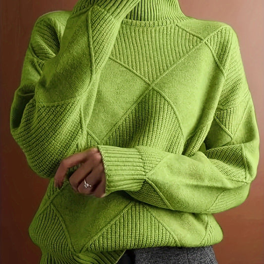 Mirelle | Women's Textured Turtleneck Diamond Knit Sweater