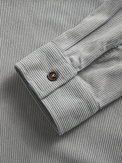 Textured casual button-up overshirt for men | Ellison Cord -11