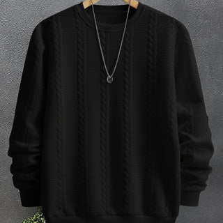 Alveron | Men's Textured Crew Neck Cable Knit Sweatshirt