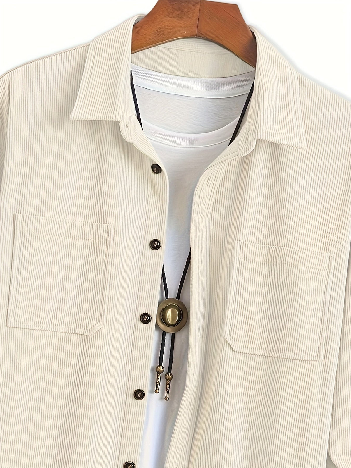 Textured casual button-up overshirt for men | Ellison Cord -13