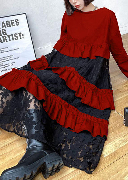 Bohemian Black Ruffle Panel Autumn Dress For Women | Seraphine