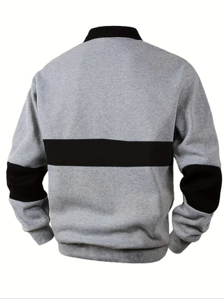 Calvren | Men's Color Block Long Sleeve Polo Shirt