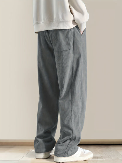 Relaxed corduroy drawstring casual trousers for men | Ellison -13