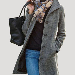 Long wool blend buttoned winter coat for women | Woolbridge -4