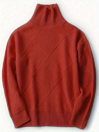 Mirelle | Women's Textured Turtleneck Diamond Knit Sweater