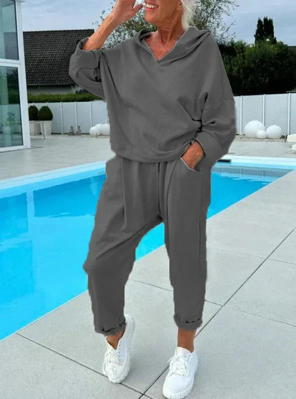 Cosy hooded sweatshirt everyday loungewear set for women | Hazel -5