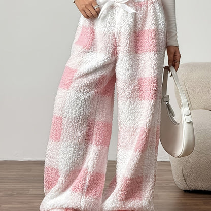 Robyn | Women's Plaid Fleece Wide Leg Sweatpant