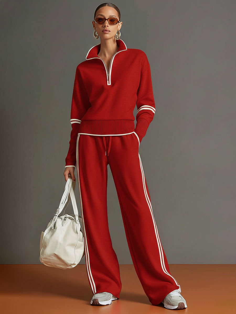 Sport luxe half-zip two-piece set for women | Zerina -11