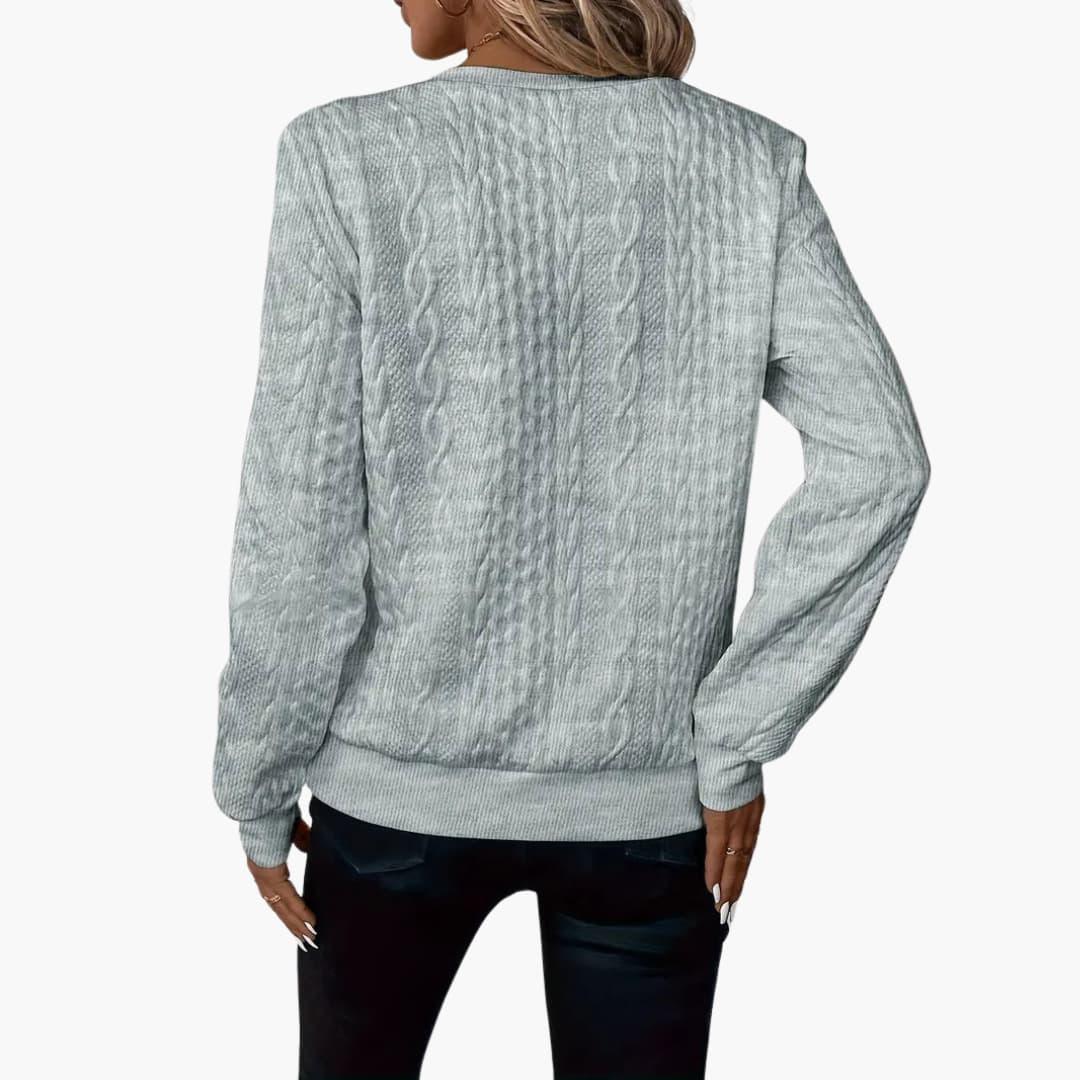 Cable-knit zip-neckline cosy pullover for women | Marvella -6