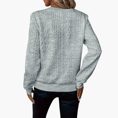 Cable-knit zip-neckline cosy pullover for women | Marvella -6