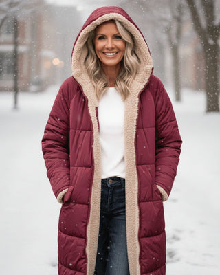 Cosy sherpa hooded winter coat for women | Eleanor -25