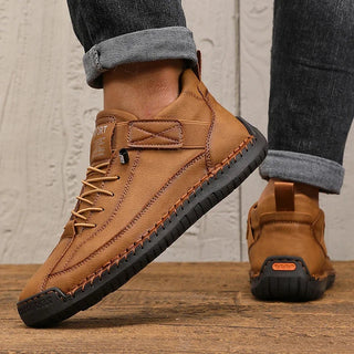 Calvren | Men's Leather Ankle Boots with Side Zipper