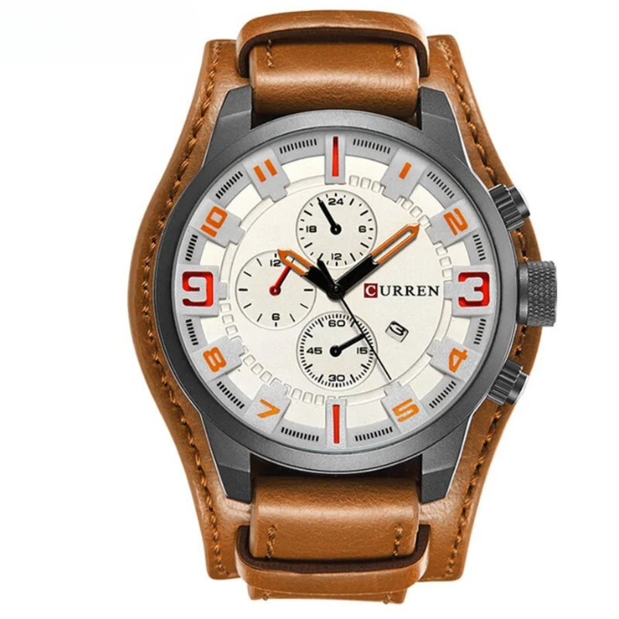 Leather-strap chronograph calendar watch for men | Legacy -9