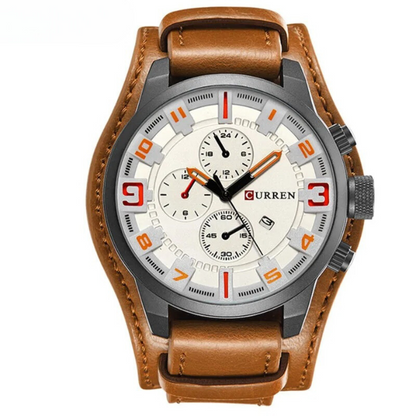 Leather-strap chronograph calendar watch for men | Legacy -9