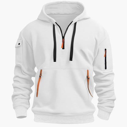 Half-zip hooded pullover with zip pockets for men | Norven -9