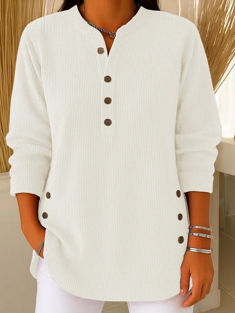 Classic button henley tunic top for women | Eden -5