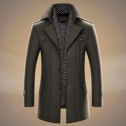 Tailored wool-blend coat with detachable scarf for men | Kensworth -5