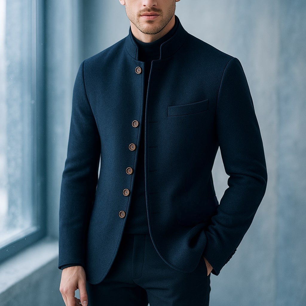 Warm wool stand-collar jacket for men | Matteo -4