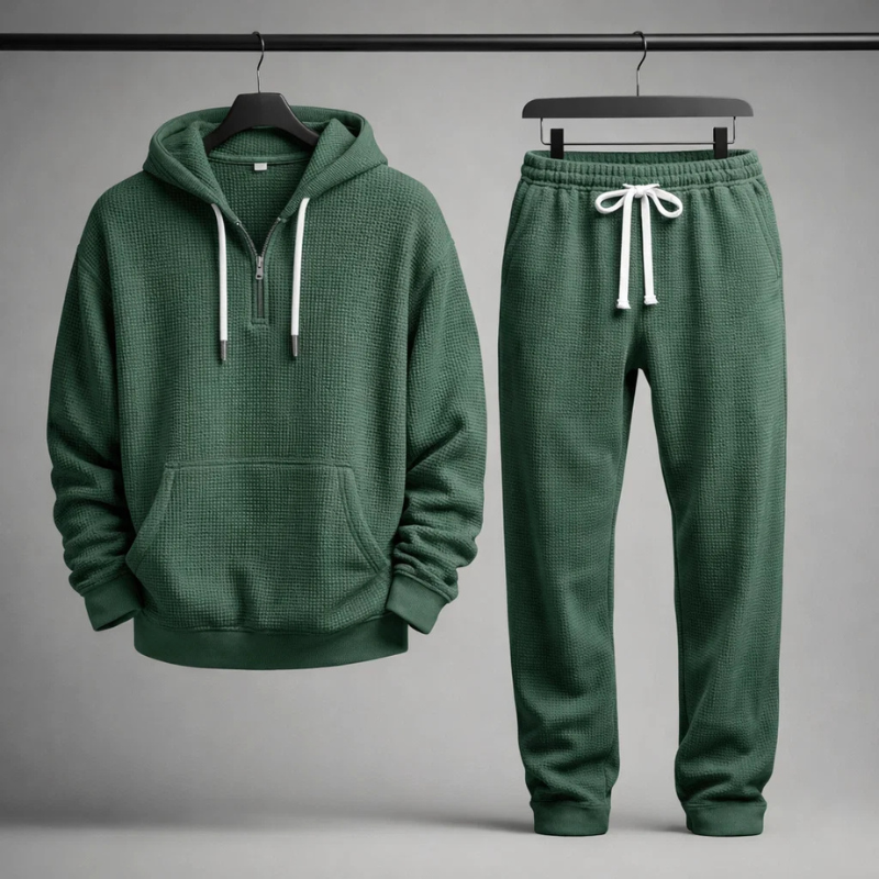 Relaxed waffle-knit matching set for men | Hudson -5