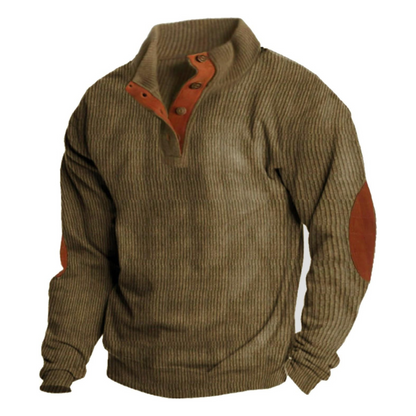 Calderon | Men's Corduroy Quarter Button Sweatshirt