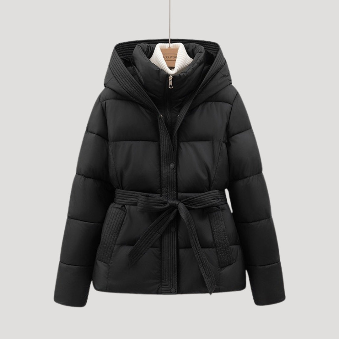 Belted hooded puffer coat for women | Puffette -2