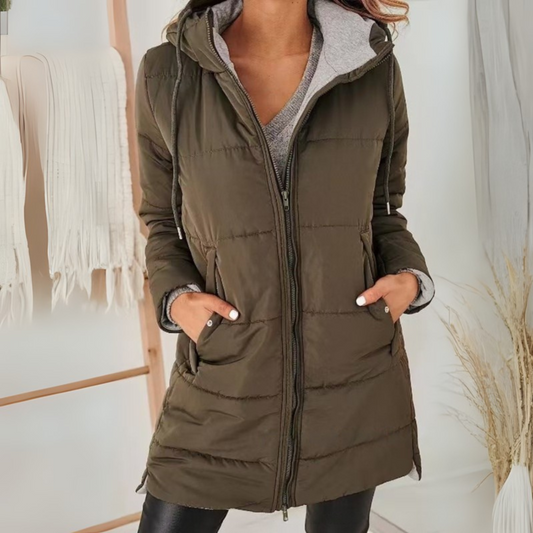 Casual hooded puffer down jacket for women | Yila -1
