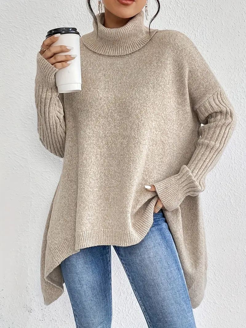 Oversized cosy turtleneck knit jumper for women | Elowen -3