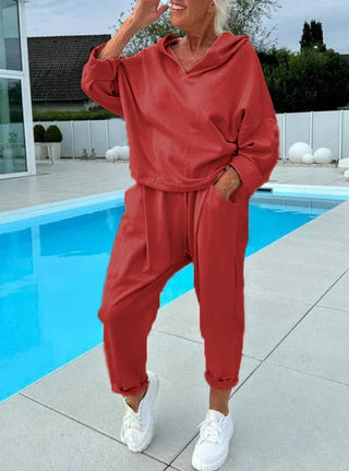 Cosy hooded sweatshirt everyday loungewear set for women | Hazel -6