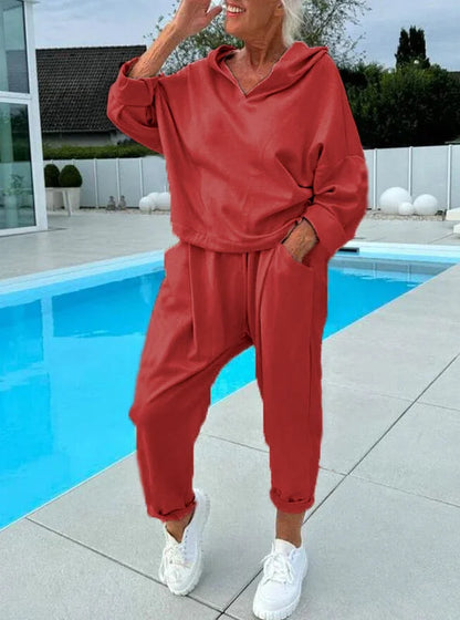 Cosy hooded sweatshirt everyday loungewear set for women | Hazel -6