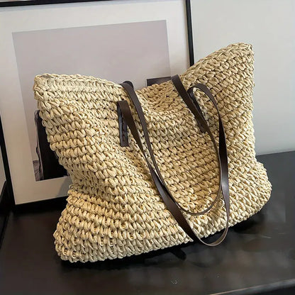 Marigold | Woven Straw Beach Tote Bag