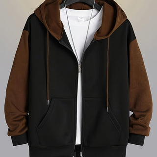 Dervan | Men's Color Block Full Zip Hooded Sweatshirt