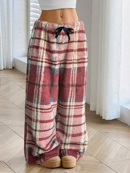 Fern | Women's Plaid Fleece Wide Leg Sweatpant