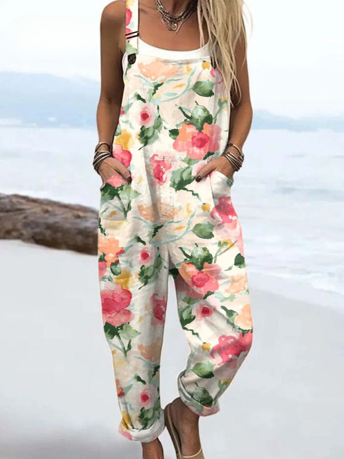 Charlie | Women's Watercolor Floral Relaxed Jumpsuit