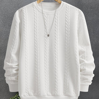 Alveron | Men's Textured Crew Neck Cable Knit Sweatshirt
