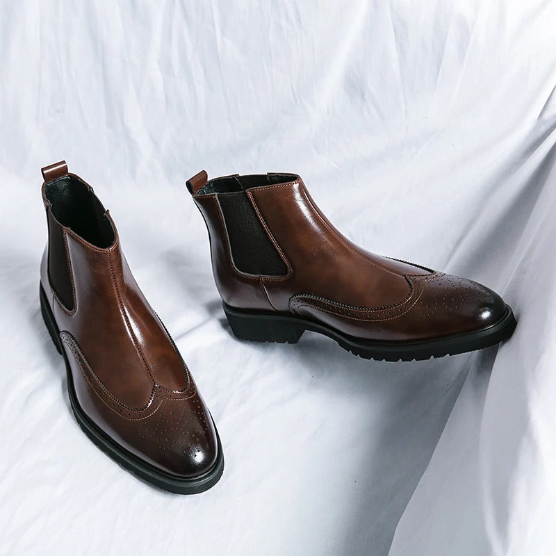 Genuine leather brogue-detail Chelsea boots for men | Alden -3
