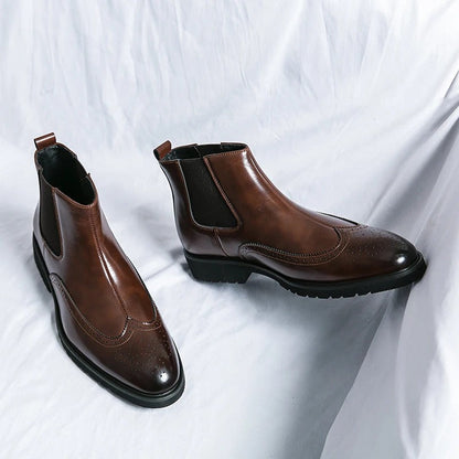 Genuine leather brogue-detail Chelsea boots for men | Alden -3