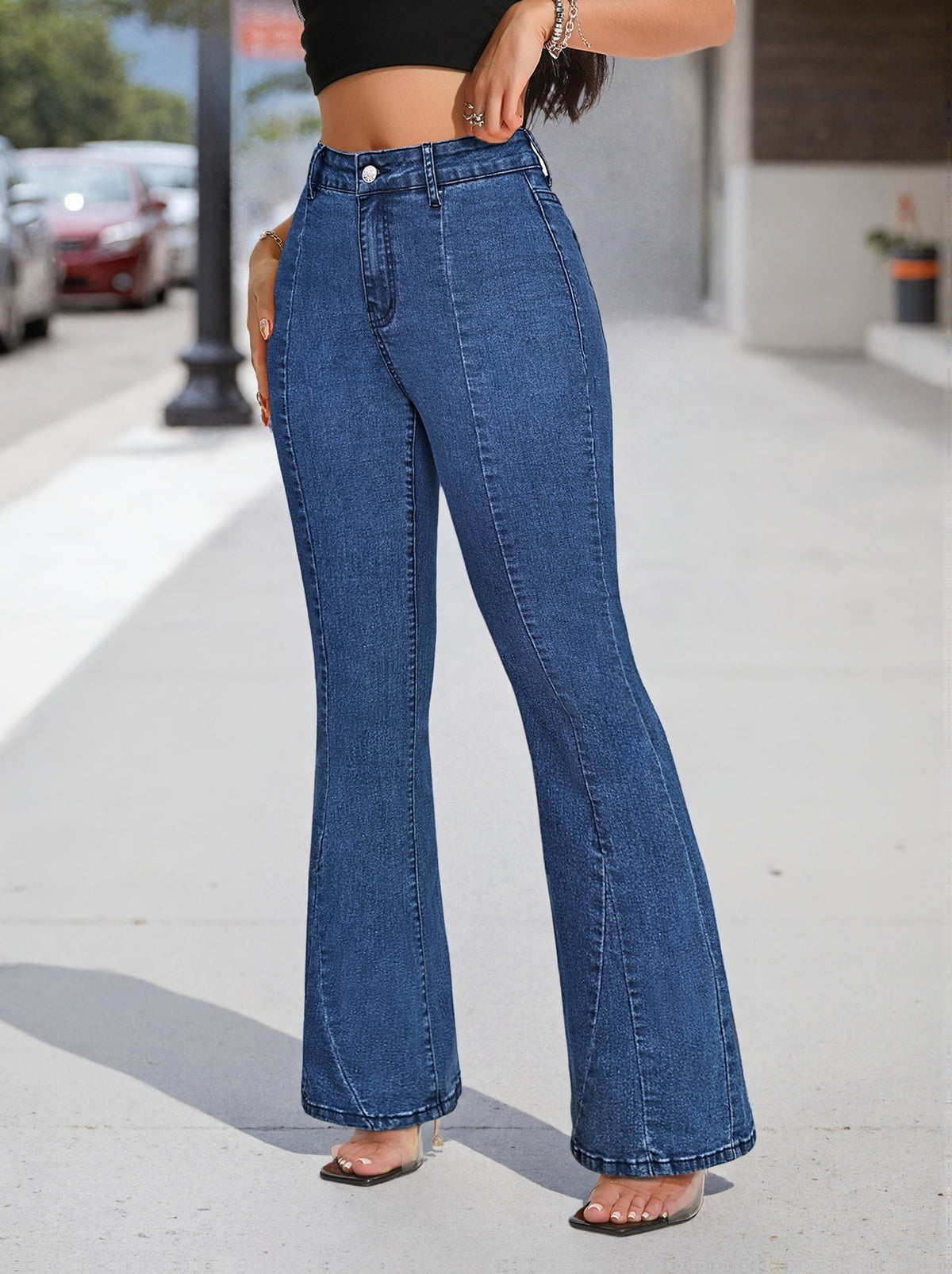 Blythe | Women's Button Front Flare Denim Jean