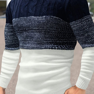 Valren | Men's Color Block Crew Neck Knit Sweater