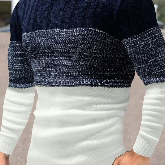 Valren | Men's Color Block Crew Neck Knit Sweater